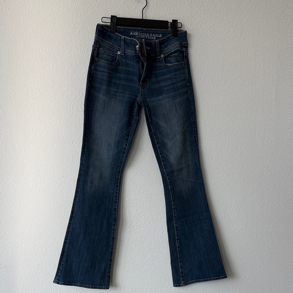 American Eagle Outfitters Dark Blue Kick Boot Jeans